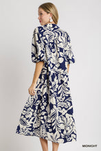 Load image into Gallery viewer, Umgee Two Toned Floral Print Tiered Midi Dress in Midnight
