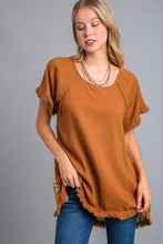 Load image into Gallery viewer, Umgee Satin Back Zebra Print Top in Ochre
