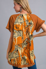 Load image into Gallery viewer, Umgee Satin Back Zebra Print Top in Ochre
