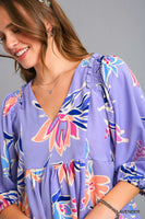 Umgee Baby Doll Top with Smocked Shoulder Detail in Lavender