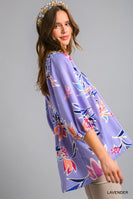 Umgee Baby Doll Top with Smocked Shoulder Detail in Lavender