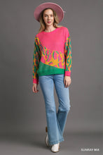 Load image into Gallery viewer, Umgee Colorblock Leopard Pullover Sweater in Sunray Mix
