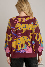 Load image into Gallery viewer, Umgee Animal Jacquard Print Pullover Sweater in Mulberry Mix
