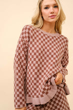 Load image into Gallery viewer, Blue B Cozy Knit Checkerboard Set with Frill Ruffles in Walnut
