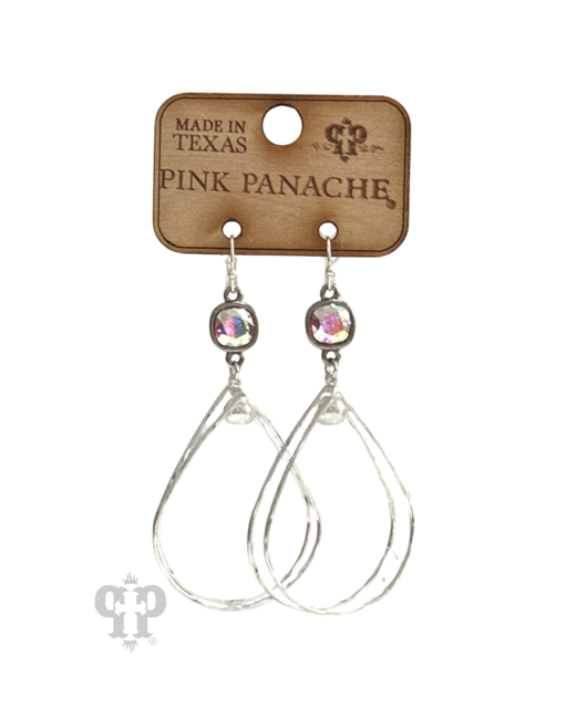 Silver teardrop earring 1CNC G307: Silver  Pink Panache Brands   