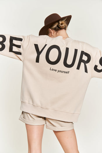 Jade by Jane BE YOURSELF LOVE YOURSELF Sweatshirt in Beige