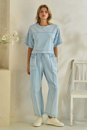 Veveret Knit Easy Set in Light Blue