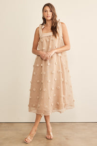 In February Blossom Floral Embroidery Midi Dress in Mocha Dress In February   