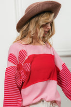 Load image into Gallery viewer, BiBi Mixed Textured Top with Flower Patch in Pink
