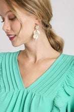 Load image into Gallery viewer, Umgee Solid Balloon Long Sleeve Dress with Ruffle Details in Emerald
