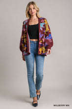Load image into Gallery viewer, Umgee Animal Print Open Front Knit Cardigan in Mulberry Mix
