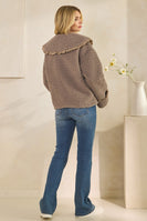 Veveret Sherpa Jacket with Ruffle Trim in Gray