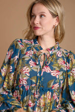 Load image into Gallery viewer, Umgee Gold Foil Floral Print Top in Teal
