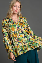 Load image into Gallery viewer, Umgee Satin Floral Ruffle Trim Detail BabyDoll Top in Goldenrod
