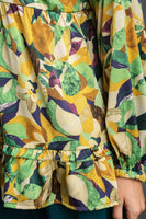 Umgee Satin Floral Ruffle Trim Detail BabyDoll Top in Goldenrod