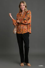 Load image into Gallery viewer, Umgee Mixed Floral Print Top in Camel

