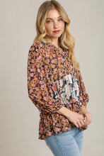 Load image into Gallery viewer, Umgee A-Line Mixed Floral Print Top in Navy
