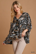 Load image into Gallery viewer, Umgee Animal Print V-Neck Top in Black
