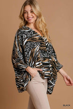 Load image into Gallery viewer, Umgee Animal Print V-Neck Top in Black
