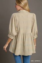 Load image into Gallery viewer, Umgee V-Neck Swiss Dot Babydoll Top in Oatmeal
