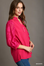 Load image into Gallery viewer, Umgee Boxy Cut Halter Ruffle V-Neck Top in Magenta
