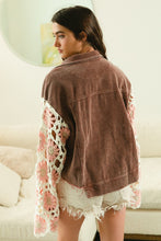 Load image into Gallery viewer, BiBi Corduroy Jacket with Crochet Flower Sleeves in Mocha/Blush
