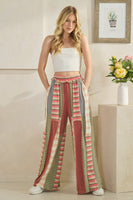 Oli & Hali Mixed Print Patchwork Pants in Pink