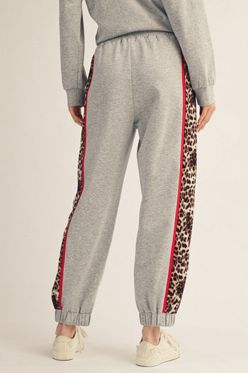 Jodifl Animal Contrast Accent Casual Sweatpants in Heather Grey