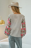LovLov Seraphina Bloom Embroidered Top in Ivory Floral