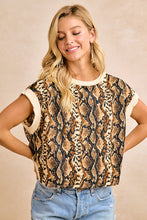 Load image into Gallery viewer, BiBi Animal Printed Criss-Cross Back Detailed Top in Snakeskin/Beige
