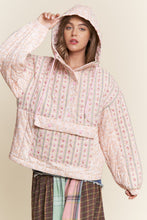 Load image into Gallery viewer, J.nna Mixed Floral Print Hooded Puffer Jacket in Pink Cream
