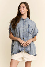 Load image into Gallery viewer, J.nna Denim Ruffle Edge Boxy Top in Denim
