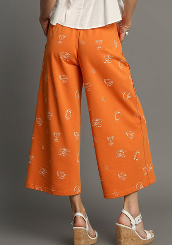 Umgee French Terry Waistband Bottoms in Burnt Orange