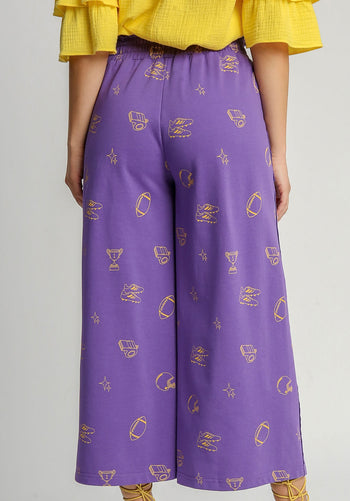 Umgee French Terry Waistband Bottoms in Purple