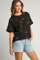 Umgee French Terry Graphic Top *GAME DAY STYLE!* in Black