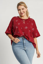 Load image into Gallery viewer, Umgee French Terry Graphic Top *GAME DAY STYLE!* in Wine
