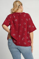 Umgee French Terry Graphic Top *GAME DAY STYLE!* in Wine