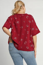 Load image into Gallery viewer, Umgee French Terry Graphic Top *GAME DAY STYLE!* in Wine
