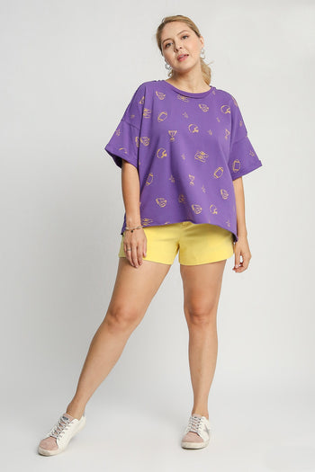 Umgee French Terry Graphic Top *GAME DAY STYLE!* in Purple