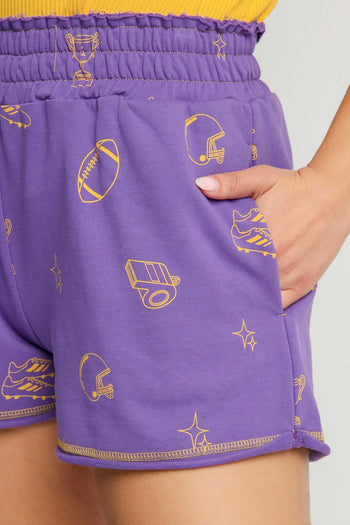 Umgee French Terry Shorts in Purple