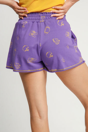 Umgee French Terry Shorts in Purple