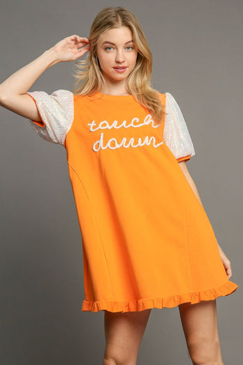Umgee Sequin Mini Dress *GAME DAY STYLE!* in Tangerine M Umgee Sequin Mini Dress *GAME DAY STYLE!* in Tangerine M
