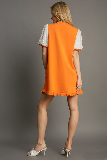 Umgee Sequin Mini Dress *GAME DAY STYLE!* in Tangerine