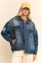 Load image into Gallery viewer, Davi &amp; Dani Western Embroidered Trucker Jacket in Denim Blue
