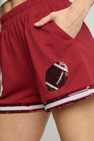 Umgee French Terry Shorts *GAME DAY STYLE*! in Wine