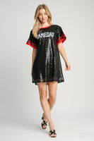 Umgee Round Neck Mini Dress GAME DAY STYLE in Black