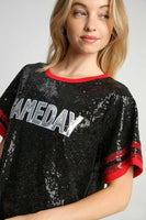 Umgee Round Neck Mini Dress GAME DAY STYLE in Black