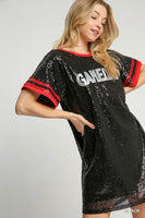 Umgee Round Neck Mini Dress GAME DAY STYLE in Black