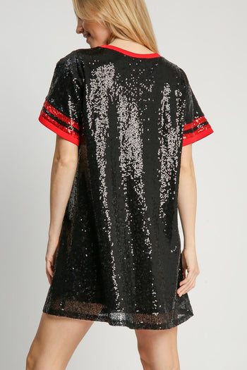 Umgee Round Neck Mini Dress GAME DAY STYLE in Black