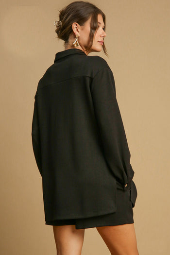 Umgee LuxeKnit Twofer Romper in Black
